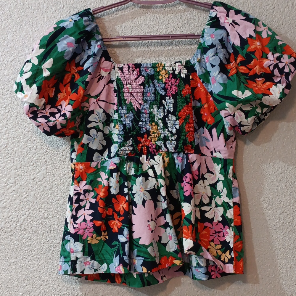 Old Navy Multicolor Floral Blouse, Ladies Summer Floral Top, Ladies Size M - Picture 3 of 5